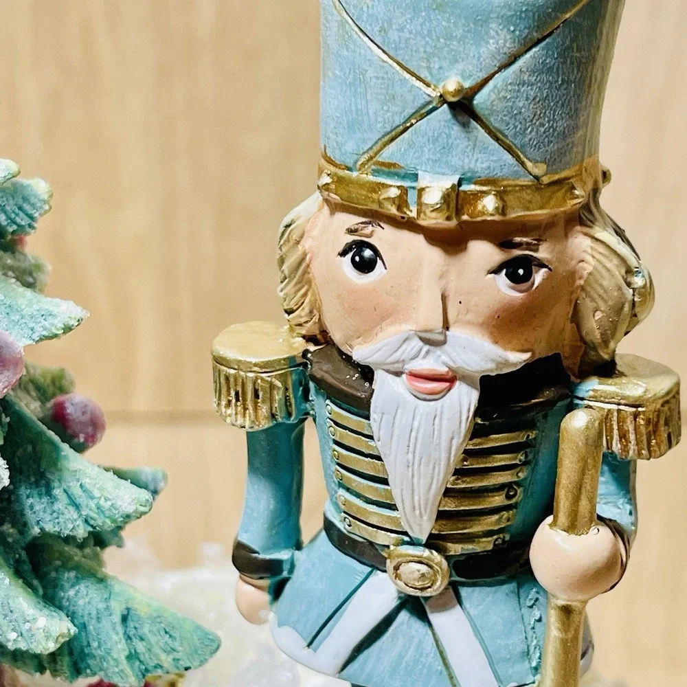Christmas Figurines Decorations Winter Princess Nutcracker Set Of 2 On Pedestals